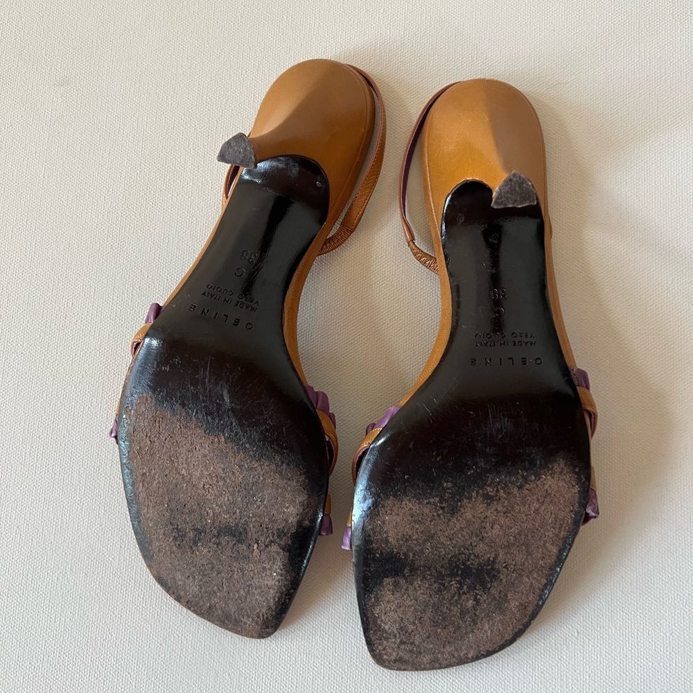 Celine slingback ruffle purple and tan heel size 38 - Picture 9 of 9